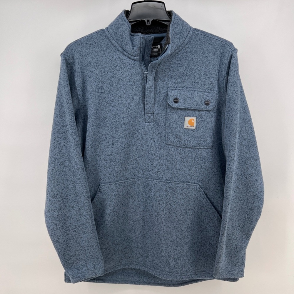 NWOT Carhartt Mens L Relaxed Fit Midweight 1/4 Zip Pocket Sweater Fleece TS6378M